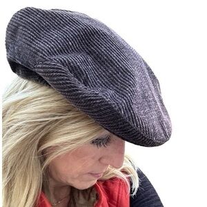Bollman Vintage Corduroy Newsboy Flat Cap Dark Brown Fall Winter Hat Large